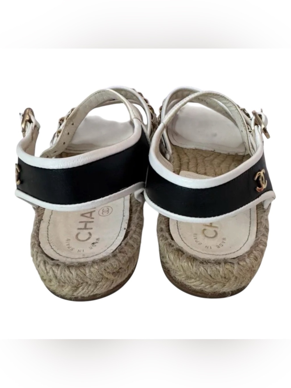 Chanel White Dad Sandals with Black Trim - Picture 5 of 15